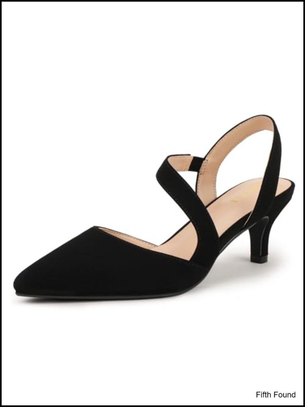 IDIFU Women's Kitten Heels Slingback Pumps Closed Toe Faux Leather Heels